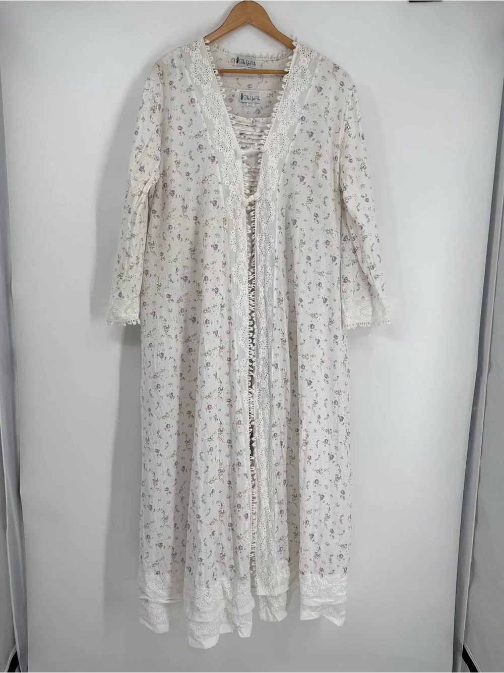 The 1 for U You Rosalind Long Cotton Robe /Gown Set Lilac Rose Lace Size XL/XXL